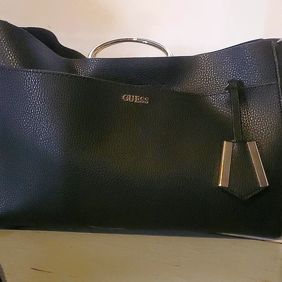 GUESS Black Leather Handbag. Satchel Style. Premium Grain Leather. Carried Twice - Picture 2 of 8